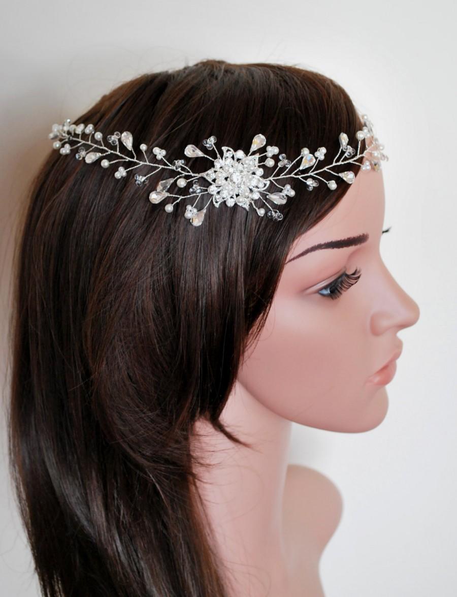 Crystal pearl Diamante bridal bridesmaids Boho hair vine headpiece Bohemian Hair