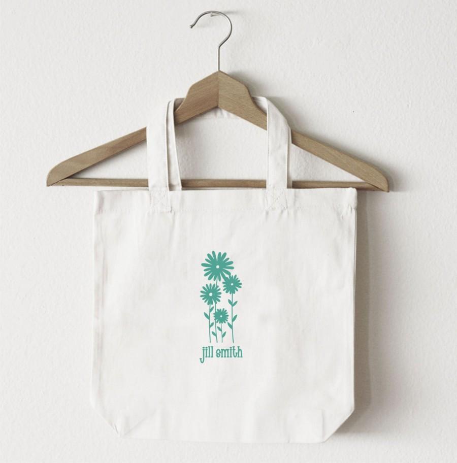 Wedding - Personalized Flower Tote - Daisy Tote - Wedding Tote - Flower Girl Gift - Bridesmaids Totes - Large Tote - Natural Cotton Bag - FREE SHIP