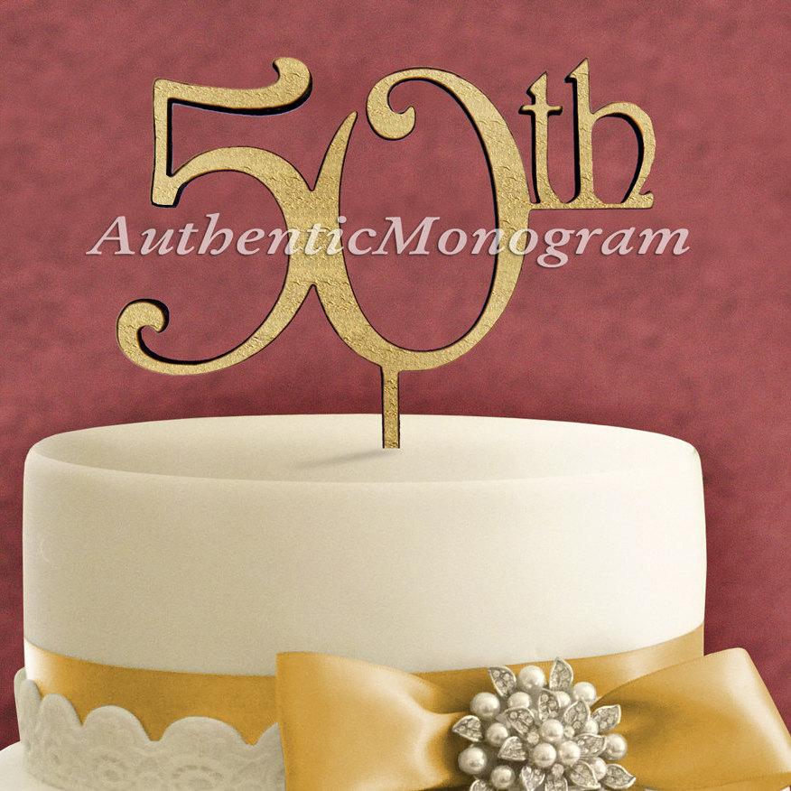 Mariage - 6" Wooden Unpainted "50TH" Anniversary Cake Topper, Initial Monogram, Celebration, Family Reunion, Special Occasion, Love Gift (4212