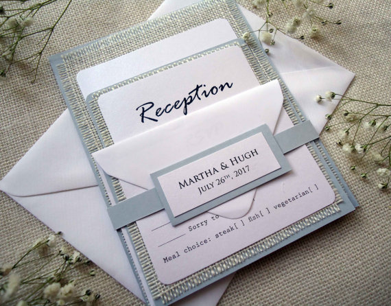 Hochzeit - Rustic Wedding Invitation Burlap Invitation Custom Invitation Country Simple Grey Wedding Invitation