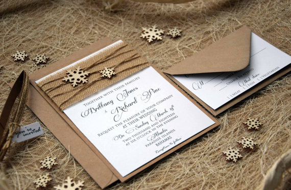 زفاف - Winter Wedding Invitation Winter Custom Invitations Snowflake Wedding Invitation Burlap Wedding Invitation Rustic Wedding Invite- SAMPLE