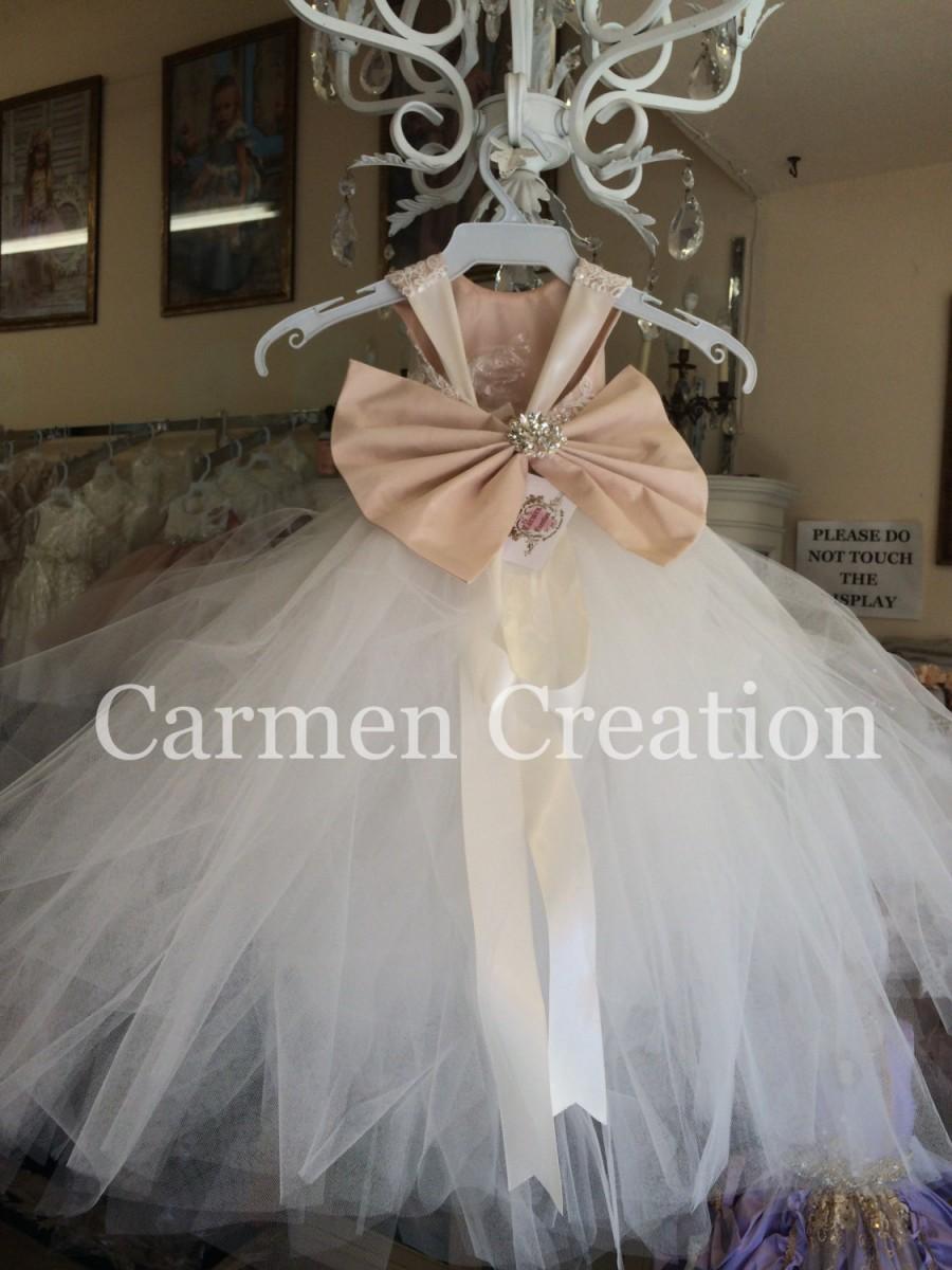 Hochzeit - Mini Bride Flower Girl Dress Blush/Ivory