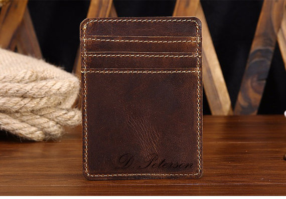 Wedding - ID Card Wallet Personalized ID Card Case Leather ID Card Holder Credit Card Handmade Wallet