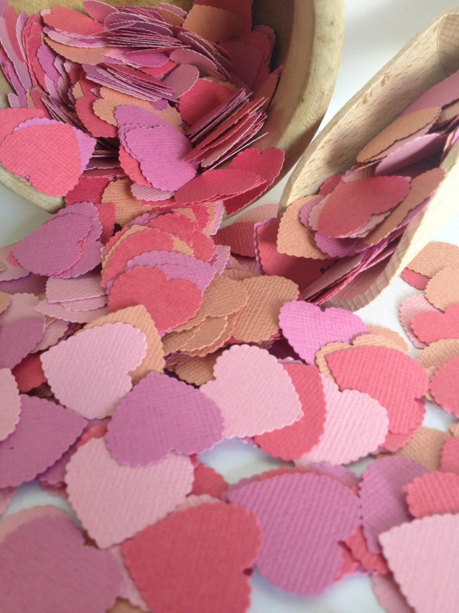 Hochzeit - Tropical Collection Coral Crush Heart Wedding Confetti Shabby Chic - wedding table decoration, confetti, baby shower decoration, baby girl