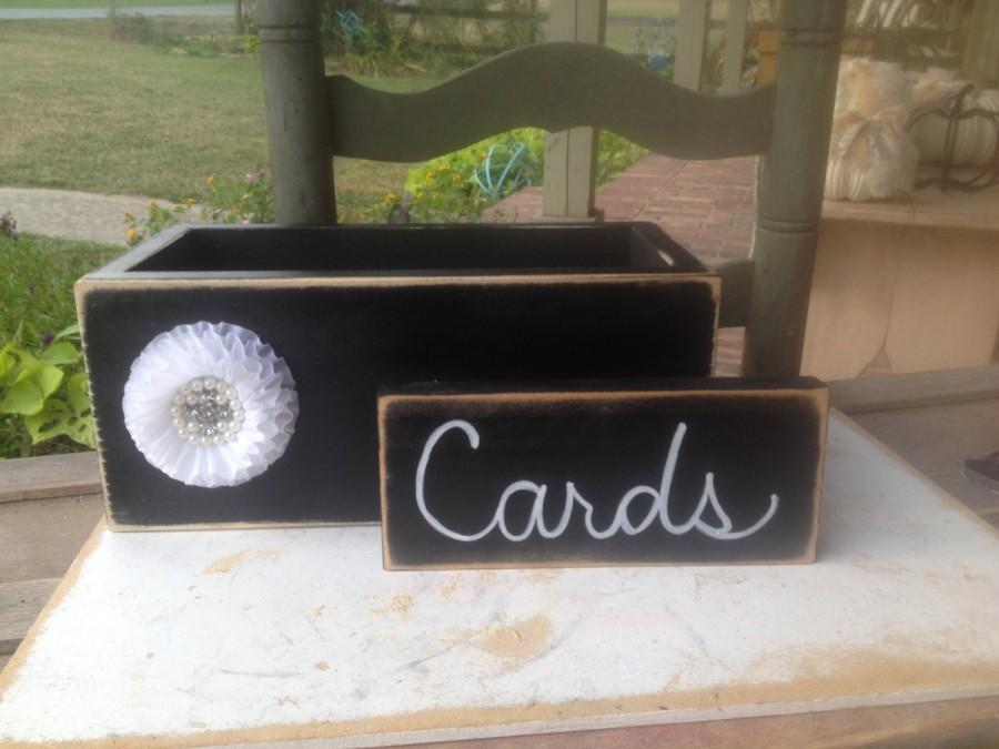 زفاف - Black and White Wedding Cards Box, Wooden Wedding Cards Holder, Black Wedding Containers