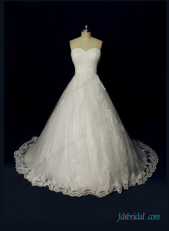زفاف - Beautiful strapless princess lace ball gown wedding dress
