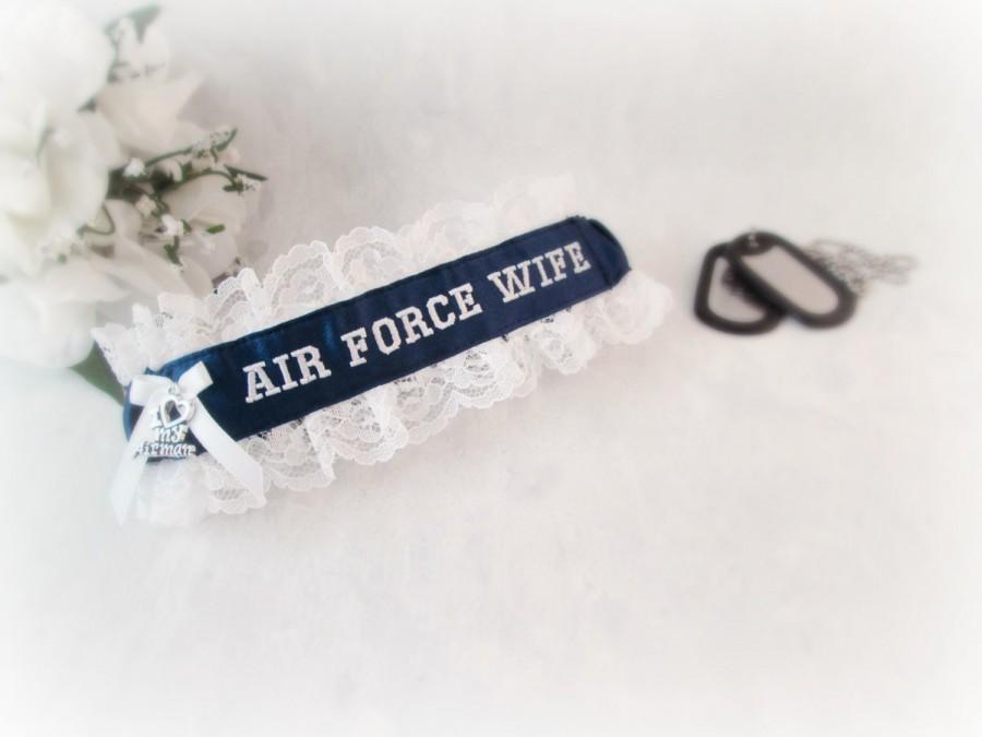 Mariage - Air Force Wedding Garter   - Military Garter  - Air Force Wife Garter - Something Blue.