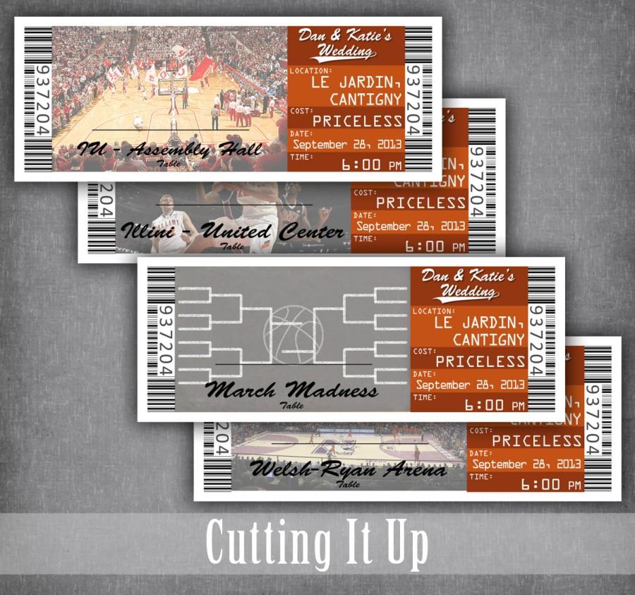 Wedding - Basketball Ticket Escort Cards, Ticket Seating Cards, Basketball Wedding, Escort Tickets, Chicago Bulls, Miami Heat, NBA, Template, Sports