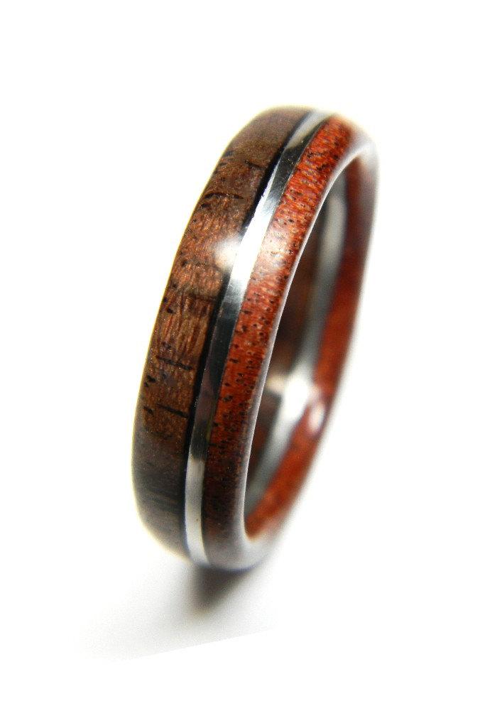 زفاف - Unique Walnut and Sandalwood  Wood Engagement Ring, Jewelry, Ring, Wood Jewelry, Weddings, Wedding Band, Engagement