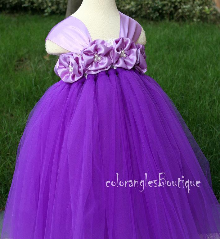 زفاف - Flower Girl Dress purple Orchid tutu dress baby dress toddler birthday dress wedding dress 1T 2T 3T 4T 5T 6T- 9T