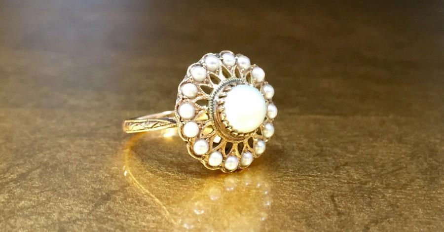Свадьба - Antique Pearl Ring 