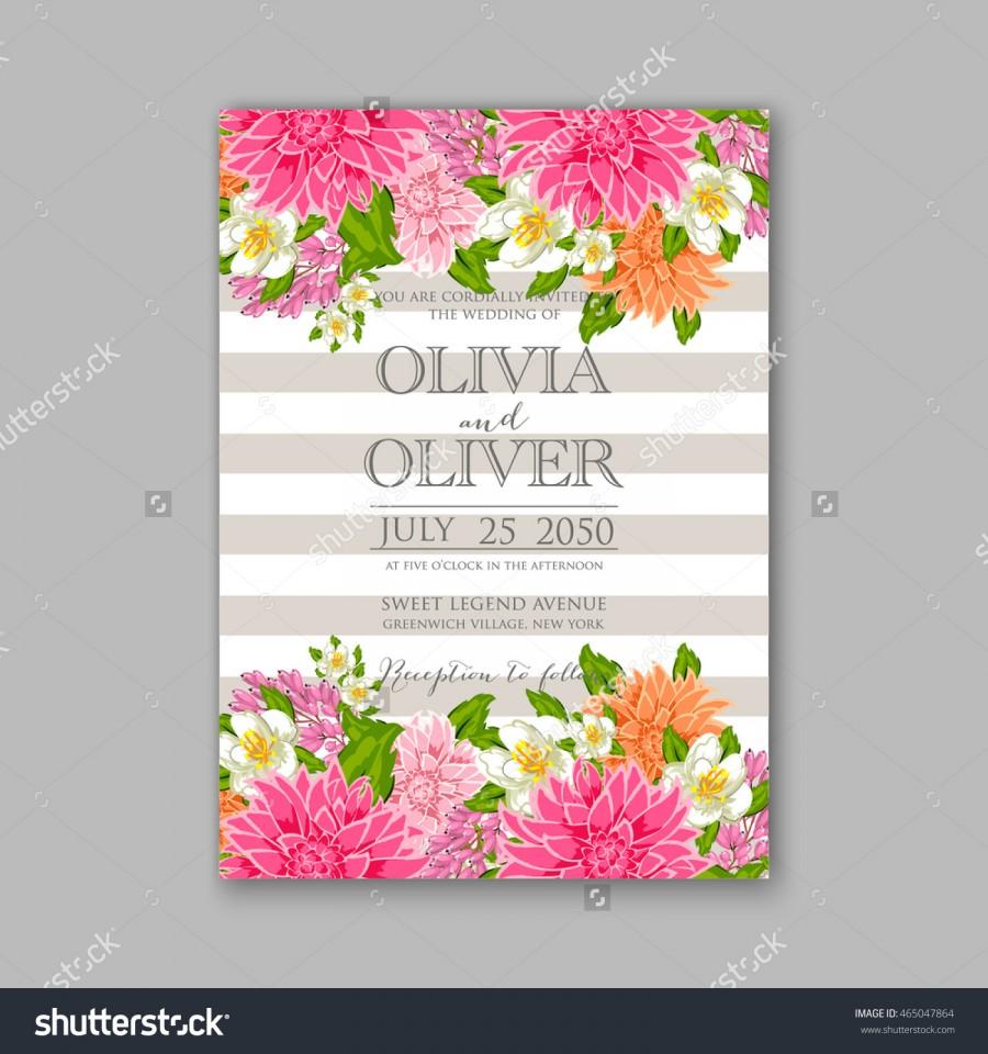 Mariage - Wedding invitation or card with tropical floral background. Greeting postcard in grunge retro vector Elegance pattern with flower rose illustration vintage chrysanthemum Valentine day card Luau Aloha