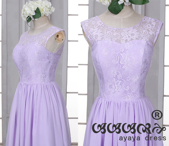 Mariage - Lace Short Lavender Bridesmaid Dress,bridesmaid dresses,Lace Prom dress,prom dress,evening dress 2016,wedding party gowns