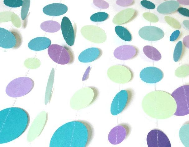 Wedding - Under The Sea, Bubble Guppies, Photo Prop, Baby Shower, Bridal Shower, Paper Garland, Photo Back Drop, Teal Mint Lilac, Birthday Party Decor
