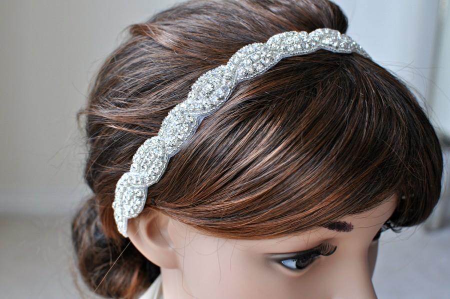 Hochzeit - Ready To Ship - Wedding Hair Accessory, Beaded Headband, Bridal Headband, Crystal Ribbon Headband, rhinestone headband, hair accessories