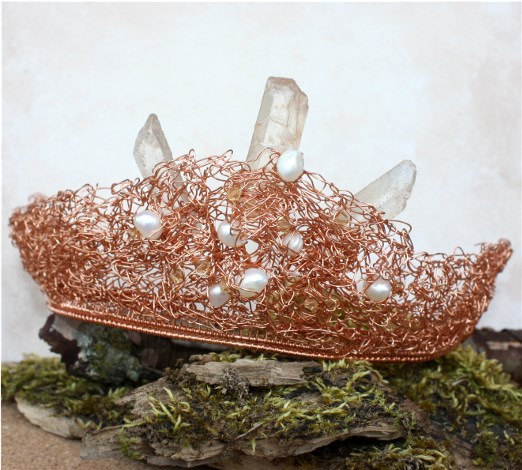 زفاف - Tiara - Wedding Tiara - Copper Tiara - Bridal Headpiece - Gemstone Tiara - Handmade Headpiece - Wire Weave - Wire Crochet Bridal Tiara