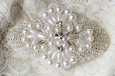 Mariage - Rhinestone Applique Bridal Accessories Crystal Trim Rhinestone Beaded Applique Wedding Dress Sash Belt Headband Jewelry RA008