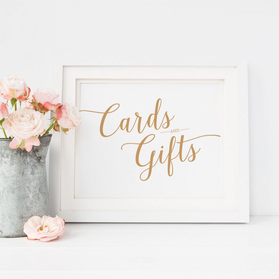 Wedding - Bella Script Cards and Gifts Sign // Printable Wedding Sign, Card Sign Wedding // Caramel Gold Wedding Printable Signs 5x7 and 8x10