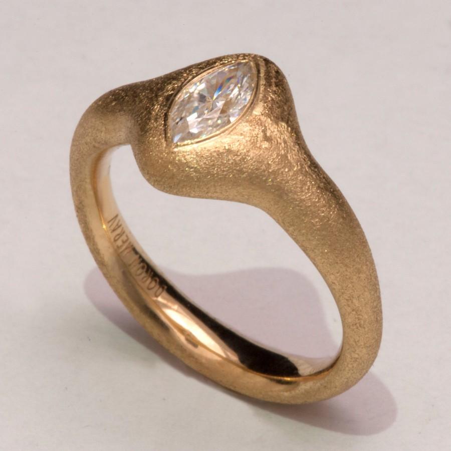 زفاف - Marquise Engagement Ring - 14K Gold and Moissanite engagement ring,Moissanite ring, Marquise cut Moissanite ring,Raw design ring,Unique ring