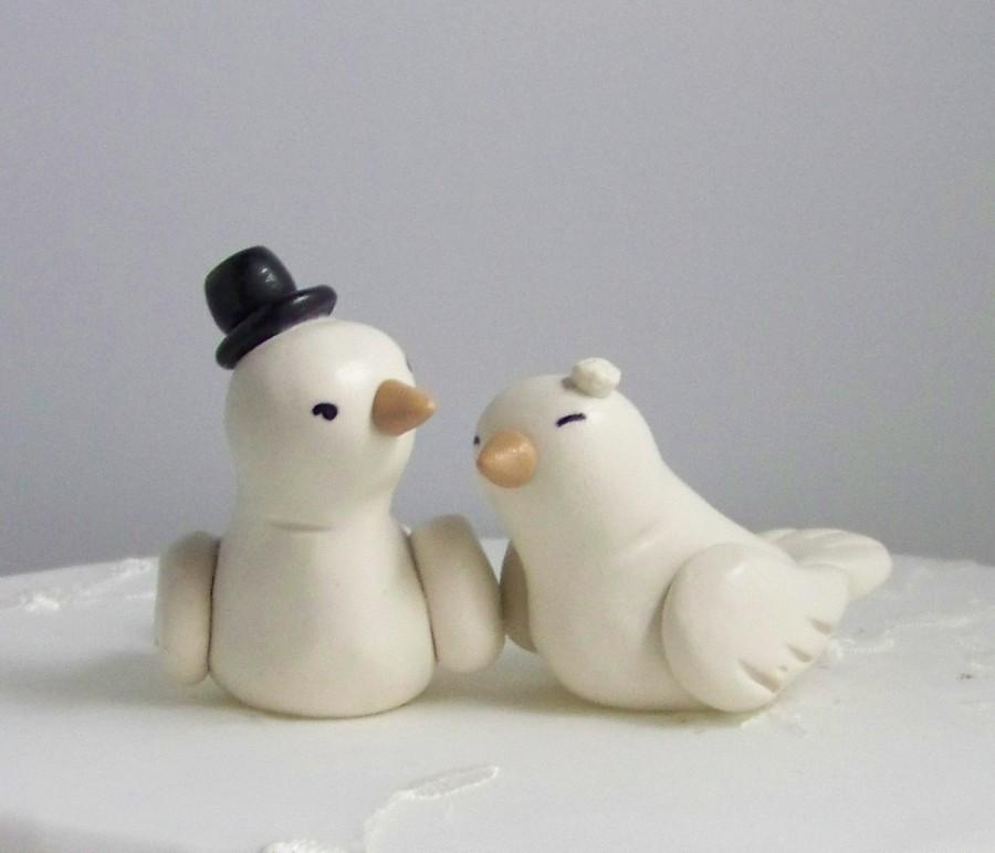 Wedding - Custom Love Bird Wedding Cake Topper Birds - High Fashion Decor Small - Colors of Choice