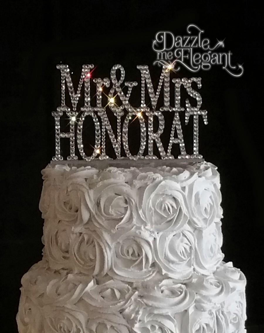 Wedding - Name Cake Topper - Wedding Cake Topper - Personalized Last Name Cake Topper - Crystal Cake Topper - Mr and Mrs Last Name - Bride and Groom