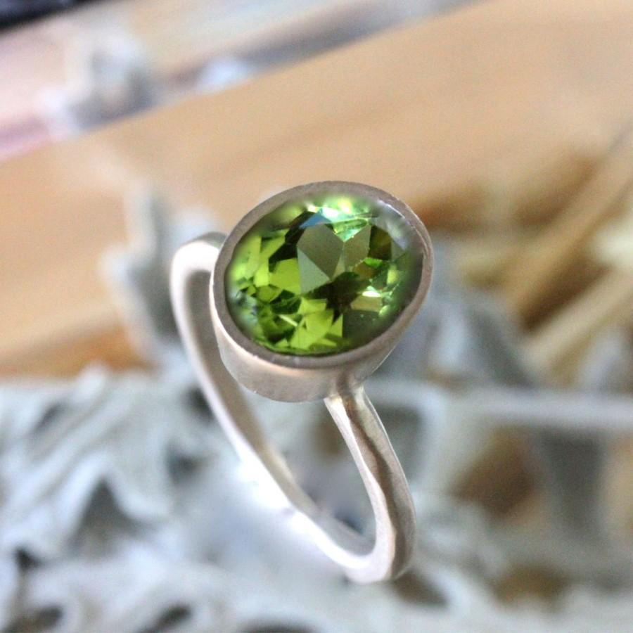 Hochzeit - Peridot 14K Gold Engagement Ring, Gemstone Ring, Stacking Ring, Recycled Gold Ring, Eco Friendly Ring, Palladium White Gold  - Made to Order