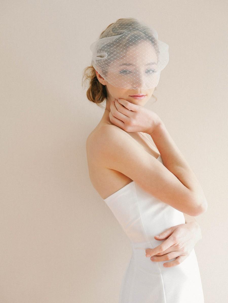 زفاف - Double layer bandeau veil, birdcage tulle veil, wedding face veil, french veiling, bridal blusher - style 320
