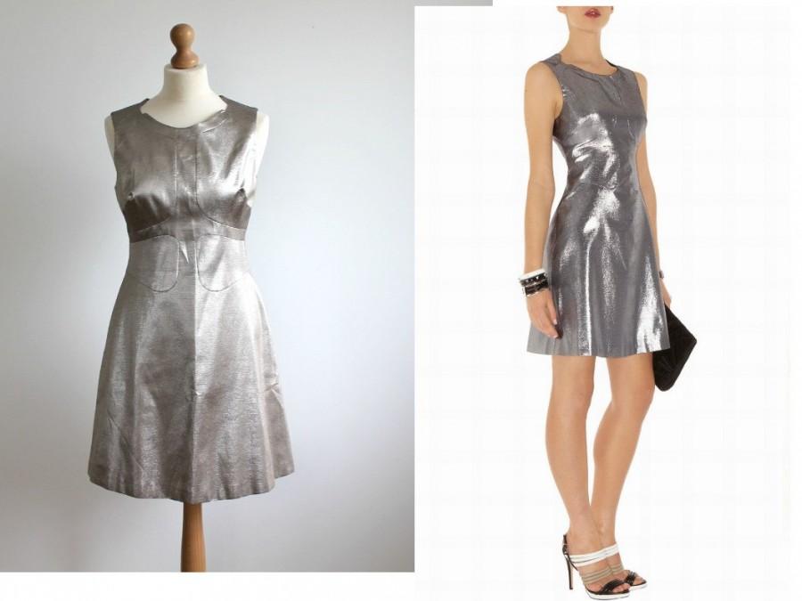 Wedding - Karen Millen Dress Vintage Style Sleeveless Cocktail Party dress Mod dress Bridesmaid dress Designer Dress 60s Metallic Boho Paneled dress