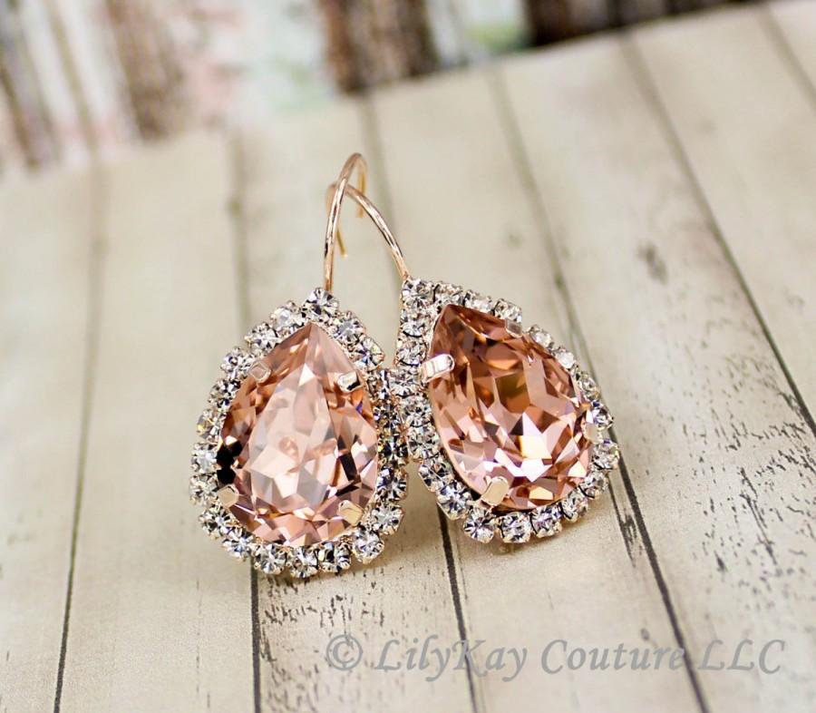 Mariage - Blush Bridal Earring Rose Gold Earring Blush Pink Earring Rose Gold Bridesmaid Earring Blush Necklace Bridal Jewelry Vintage Rose Light Pink