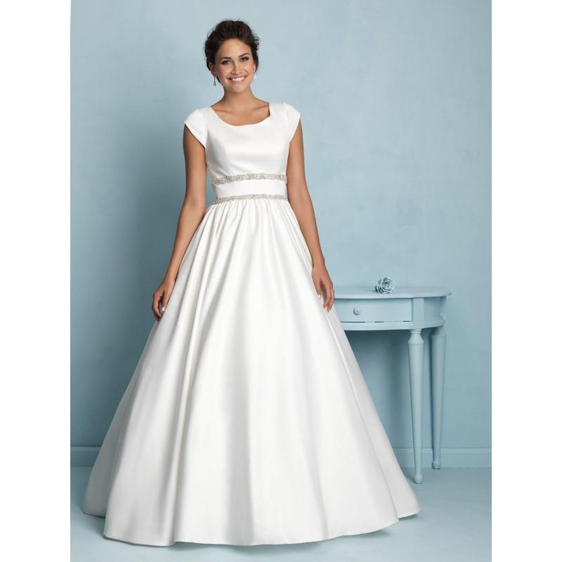 زفاف - Allure Modest M535 Satin Ball Gown Wedding Dress - Crazy Sale Bridal Dresses