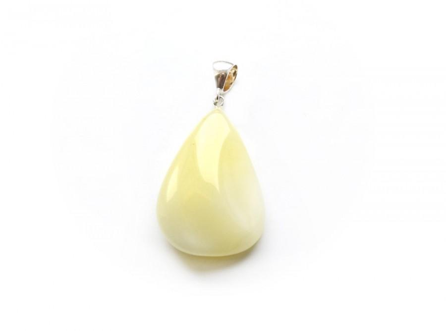 Mariage - Baltic amber pendant jewelry, light amber pendant, amber with sterling, Drop pendant, Polished amber stone, Amber teardrop pendant, 4694