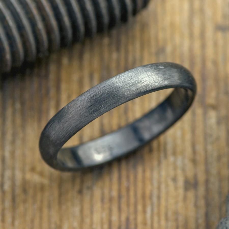زفاف - 4mm Half Round Mens Wedding Ring, Rhodium Plated