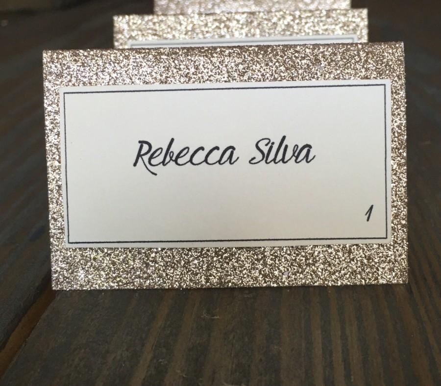 Mariage - Glitter Place Cards, Set of 20 Placecards, Glitter Escort Cards