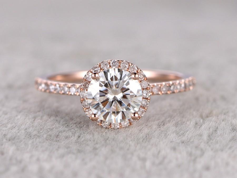 Details about   14K Rose Gold Round Cut 1CT White Real Certified Moissanite Diamond Promise Ring 