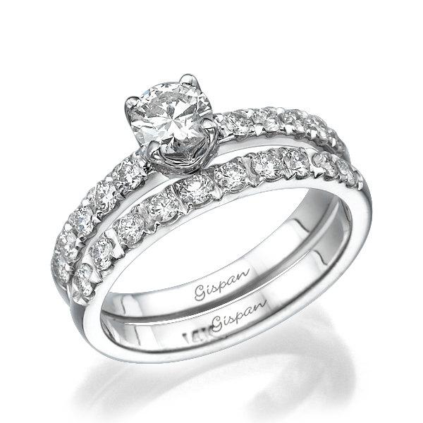 Wedding - Engagement Set, Wedding Set, Solitaire Engagement Set, jewelry set, Gold Set ring, Diamond Set ring, Bridal set, Wedding band set, Rings set