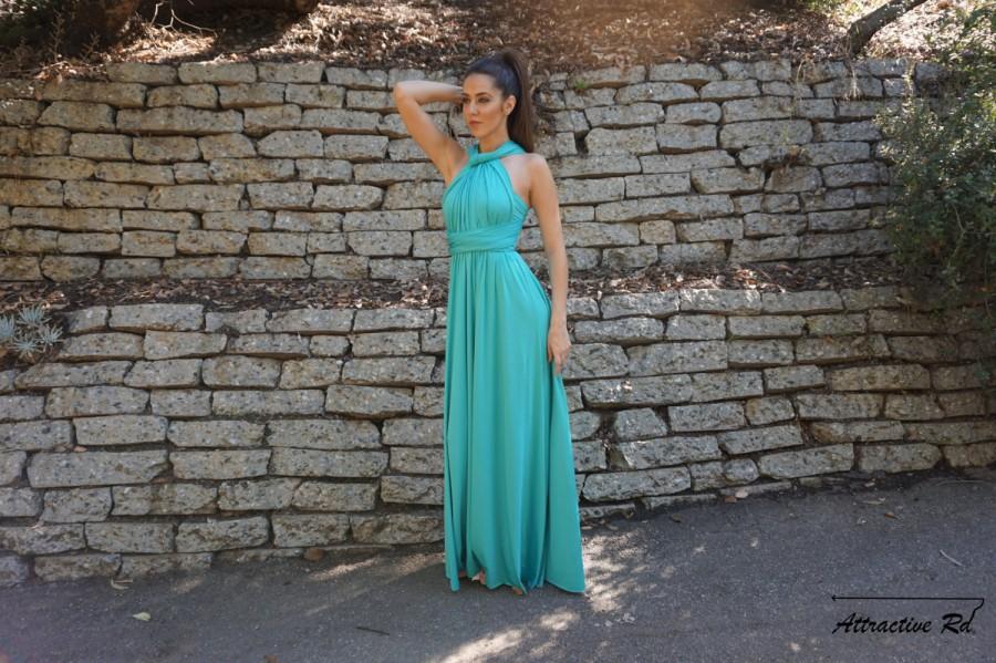 زفاف - Maxi Turquoise Bridesmaid Dress, Convertible Dress, Infinity Dress, Multiway Dress, Wrap Dress, Wedding Dress, Prom Full Length Dress