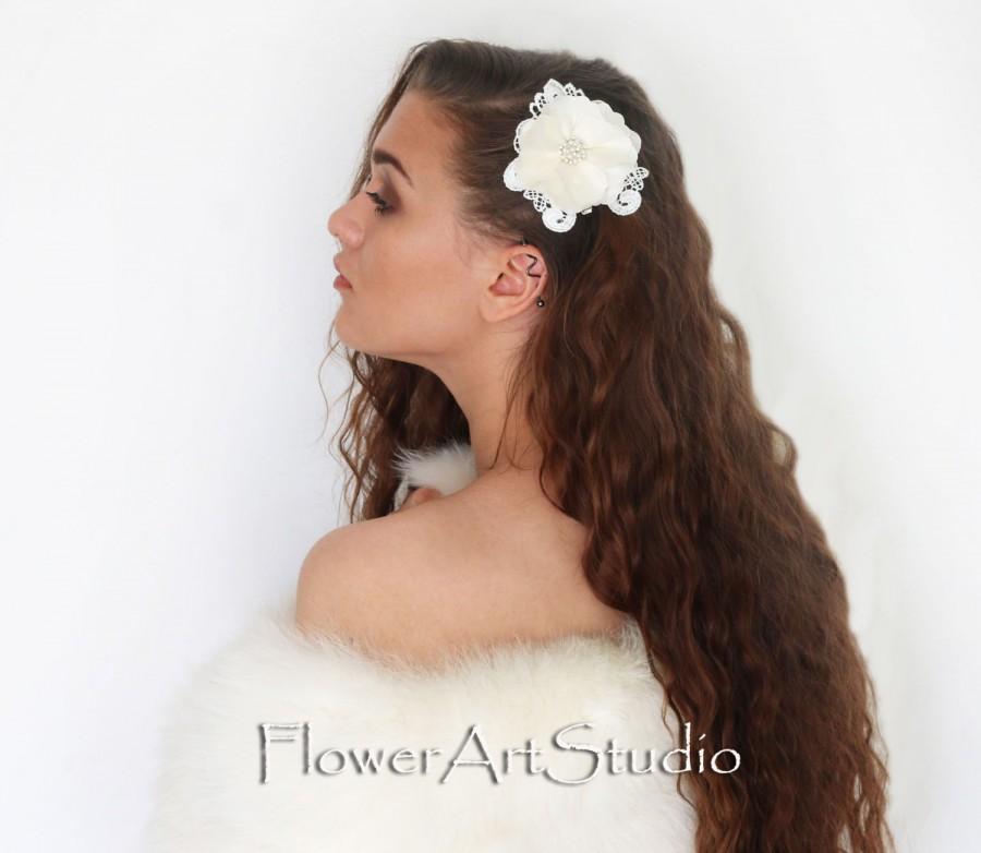 زفاف - Ivory Bridal Hair Piece, Bridal Hair Flower, Bridal Hair Accessories, Wedding Fascinator, Bridal Hair Clip, Bridal Headpiece.