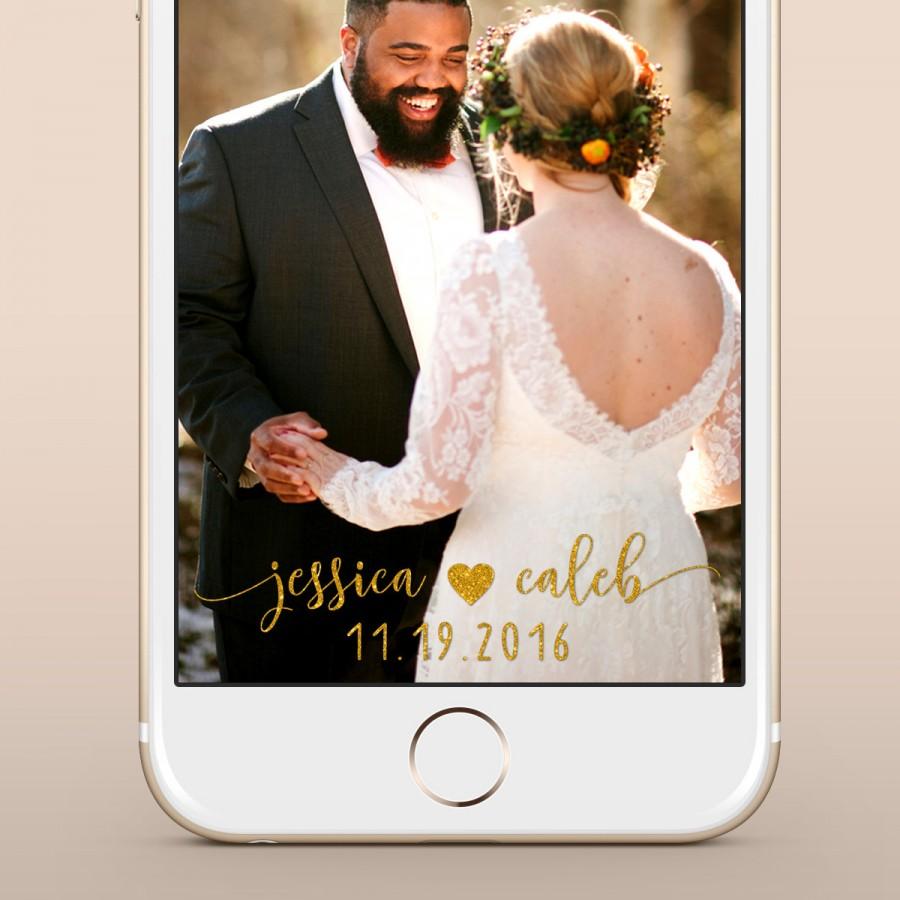 Hochzeit - Custom Wedding Snapchat Geofilter / Gold Snapchat Wedding Geofilter / Gold Custom Snapchat Filter, Personalized for Weddings & Parties