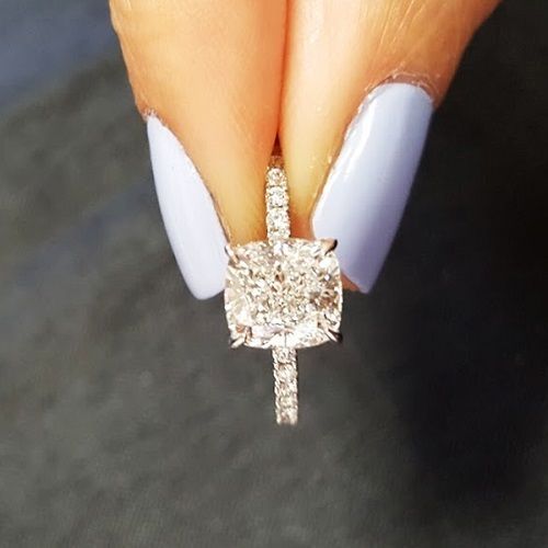 Wedding - 1.71 Ct Classic Cushion Cut Diamond Engagement Ring E,VS1 GIA 14K WG