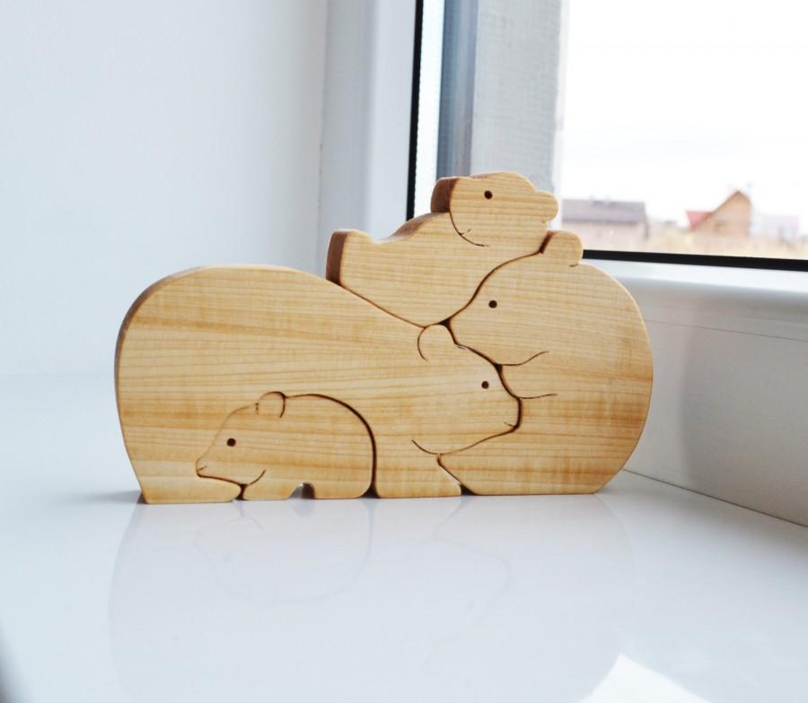 Mariage - Christmas Kids gifts - Wood bear  Wooden Puzzle bear  Educational toys - montessori toys - Animal puzzle - bears family