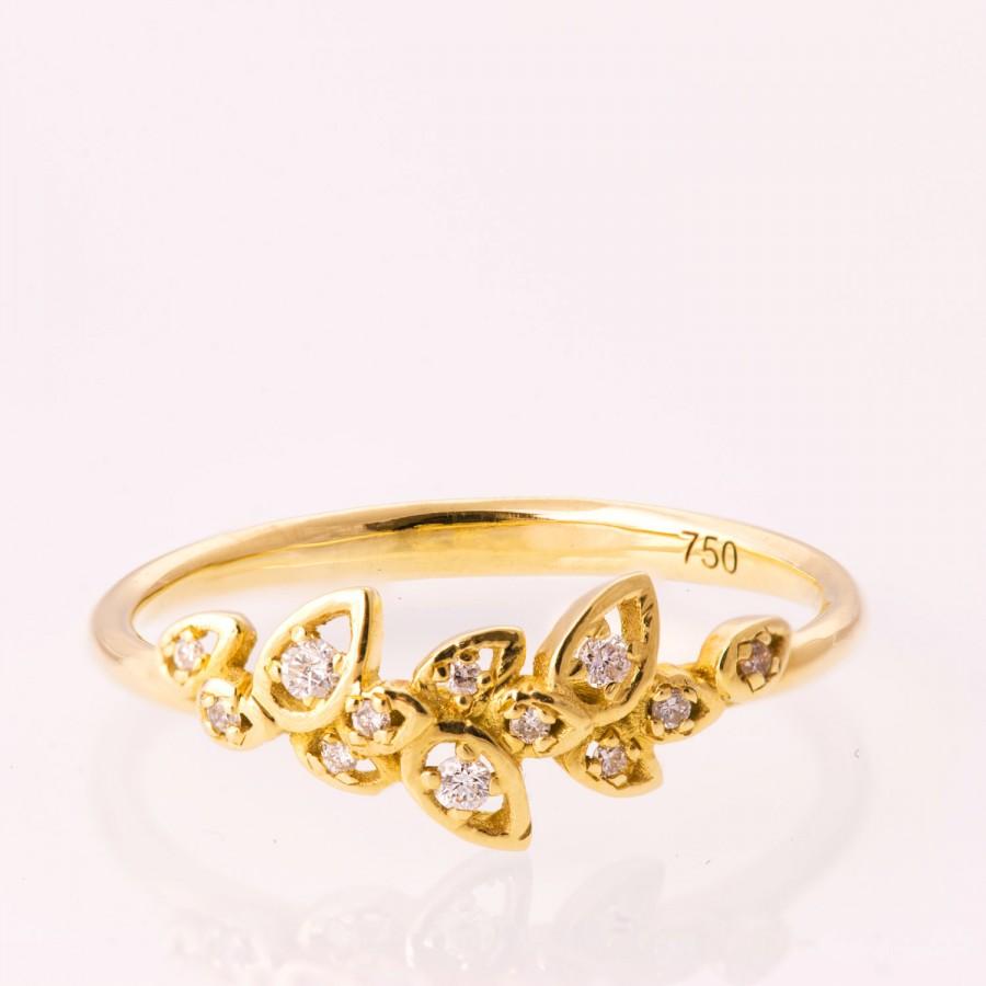 زفاف - Leaves Engagement Ring, 14K Gold and Diamond engagement ring, engagement ring, leaf ring, filigree, antique, art nouveau, vintage, 11