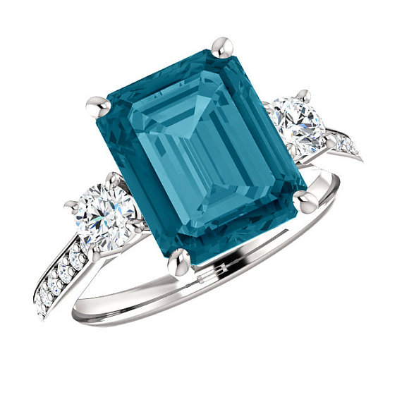 زفاف - 10x8mm 3 carat London Blue Topaz & Diamond Platinum Ring Blue Topaz Anniversary Ring Topaz Engagement Rings for Women Xmas Gifts for Her 3ct