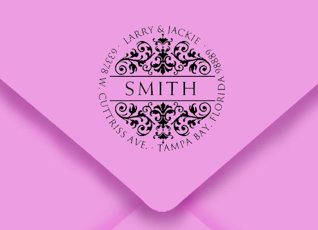 زفاف - Self Inking Address Stamp Design Name Stamp Wedding Gift House Warming Gift Save the Date Monogram Stamp - SMITH-1