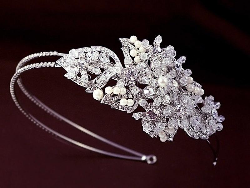 Hochzeit - Sale!! Crystal side accented headband, Floral headband, Wedding tiara, Rhinestone headand,,Bridal headband, Wedding headpiece