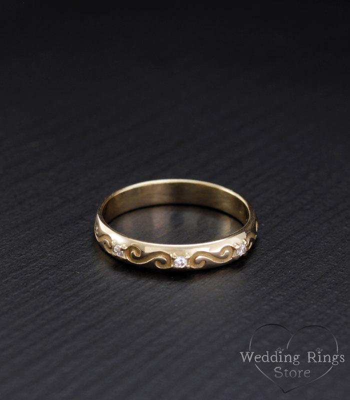 زفاف - Diamond infinity ring, Diamond wedding band, Infinity wedding ring, Unique infinity ring, His or her promise ring, Anniversary ring