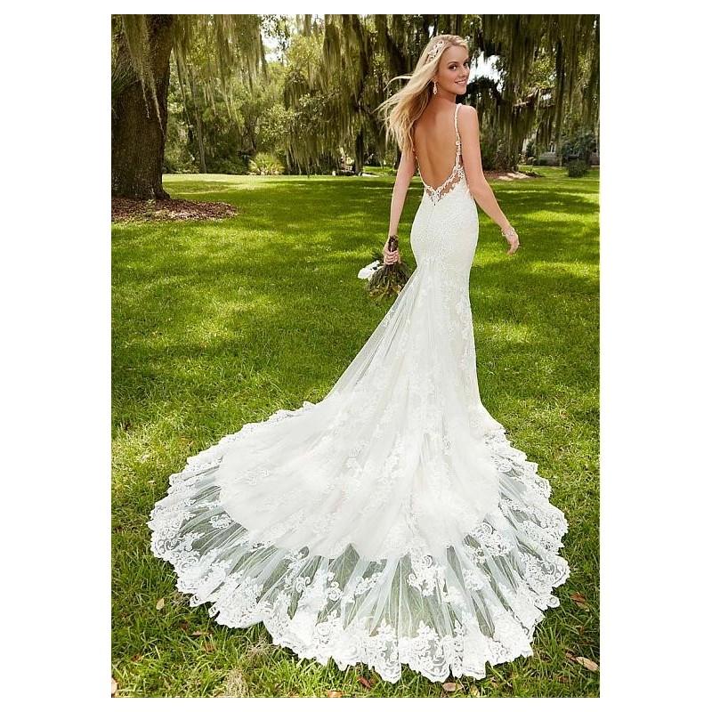 Hochzeit - Elegant Tulle Spaghetti Straps Neckline Mermaid Wedding Dresses With Lace Appliques - overpinks.com