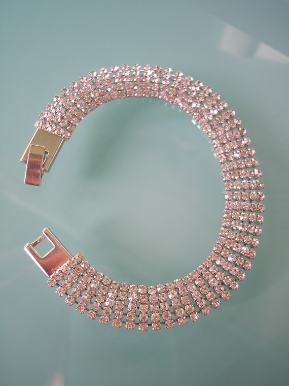 Hochzeit - Diamante Bracelet, Rhinestone Cuff, Bridal Bracelet, Wedding Jewelry, Great Gatsby Jewelry, Vintage Bridal Jewelry, Art Deco Style