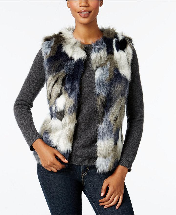 Mariage - INC International Concepts Patchwork Faux-Fur Vest, Only at Macy's
