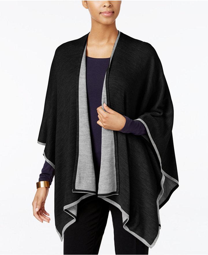 Hochzeit - Charter Club Tipped Knit Reversible Poncho, Only at Macy's