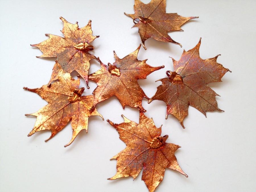 زفاف - One Copper REAL Maple Leaf Pendant - 2" to 2.25" wide  - Asymmetrical-